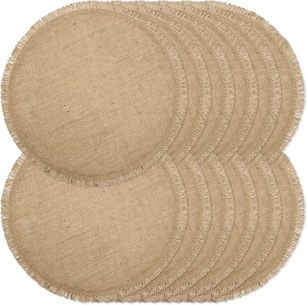 Set van 12 Ronde Jute Placemats Rustieke Tafelmatten Hittebestendig Natuurlijk Decor