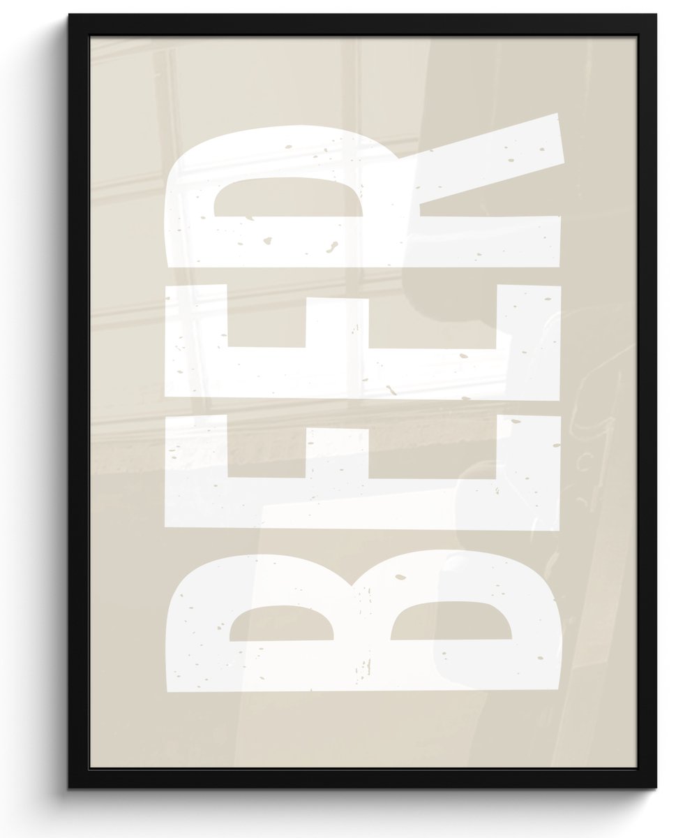 FrameYourWall Fotolijst inclusief poster - Posterlijst 50x70 cm - Posters - Beer - Japandi - Beige - Decoratie - Foto in lijst - Keuken decoratie muur - Wanddecoratie accessoires - Muurdecoratie - Schilderijen