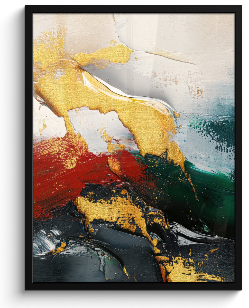 FrameYourWall Poster in lijst - Fotolijst 50x70 cm - Posters - Modern - Kerst - Abstract - Goud - Posterlijst zwart - Decoratie - Wanddecoratie woonkamer - Kerstdecoratie voor binnen - Kerstversiering - Kerstmis versiering in huis - Kerstaccessoires Abstract - Kerst