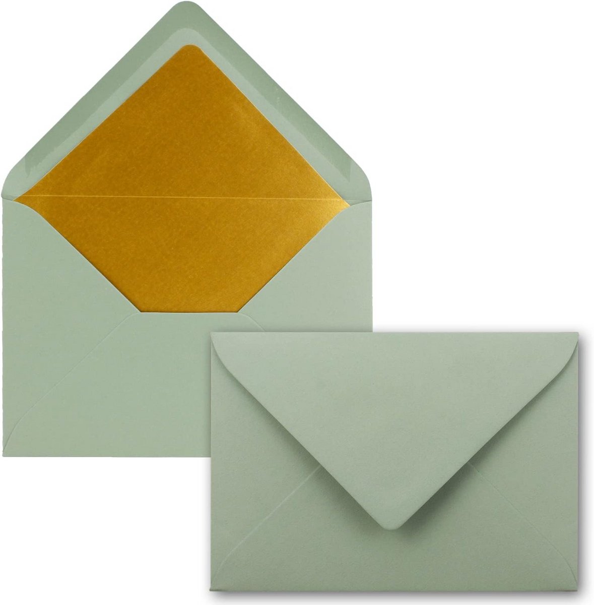 Luxe Enveloppen DIN B6 Eucalyptus Groen met Goud Metallic Voering - 120 g/m²