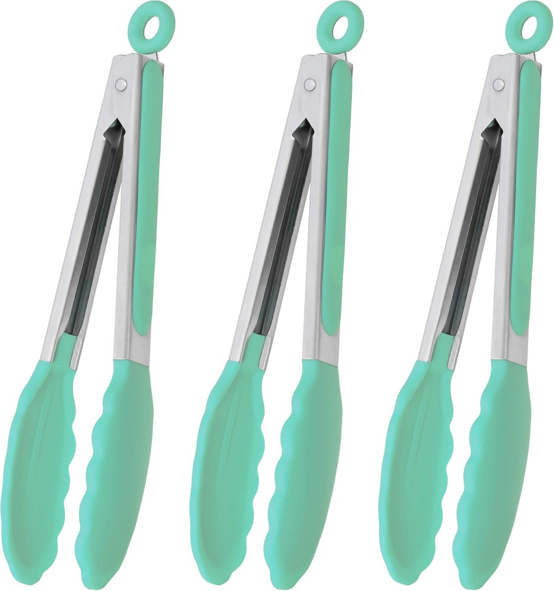 Set van 3 Keukentangen met Siliconen Punten - 22.9 cm - Mintgroen