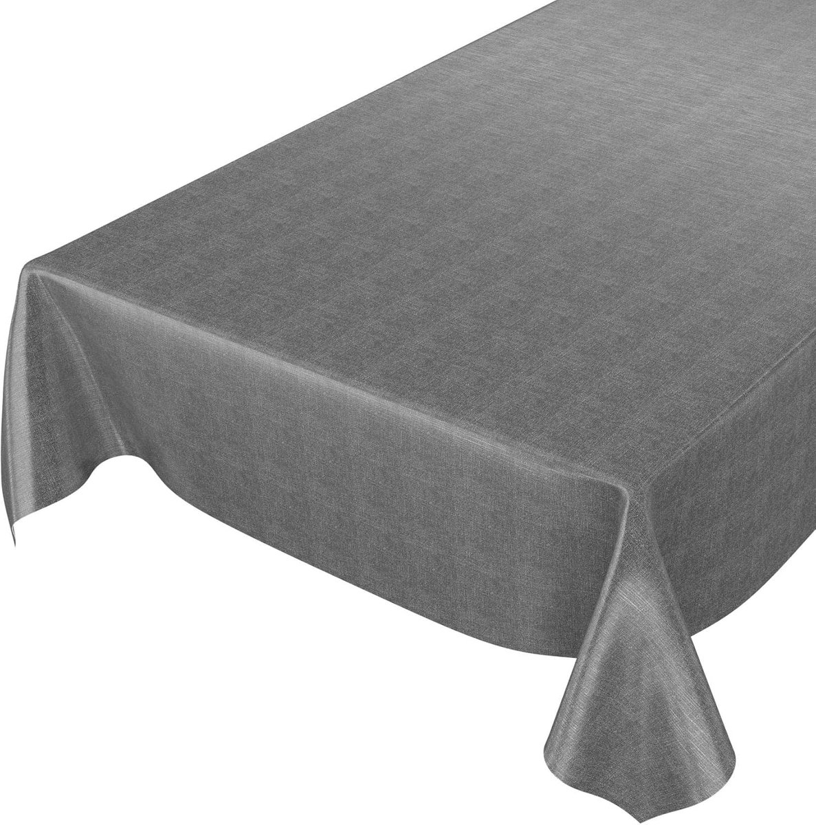 Ronde Tafelkleed Tafelzeil Linnenlook Antraciet Afwasbaar - 100 cm Omzoomd