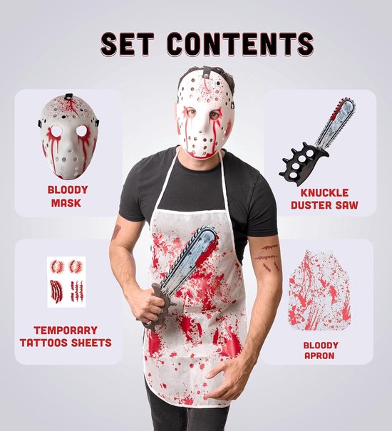 Eng Halloween Kostuum Moordenaar met Kettingzaag voor Volwassenen en Tieners — afbeelding 2