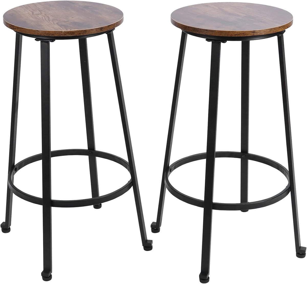 Set van 2 Vintage Barkrukken Pub Hoogte Stoelen Backless Keuken Krukken