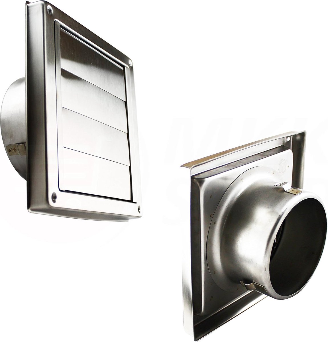 Rond RVS Ventilatiekanaal Rooster met Lamellen en Insectennet Ø 100 mm
