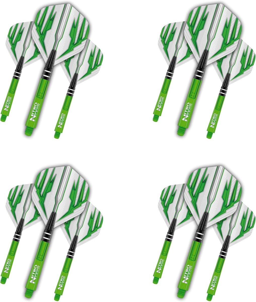 Dart Flights en Stelen Combo Set - Standaard Vluchten en Medium Nitrotech Stelen