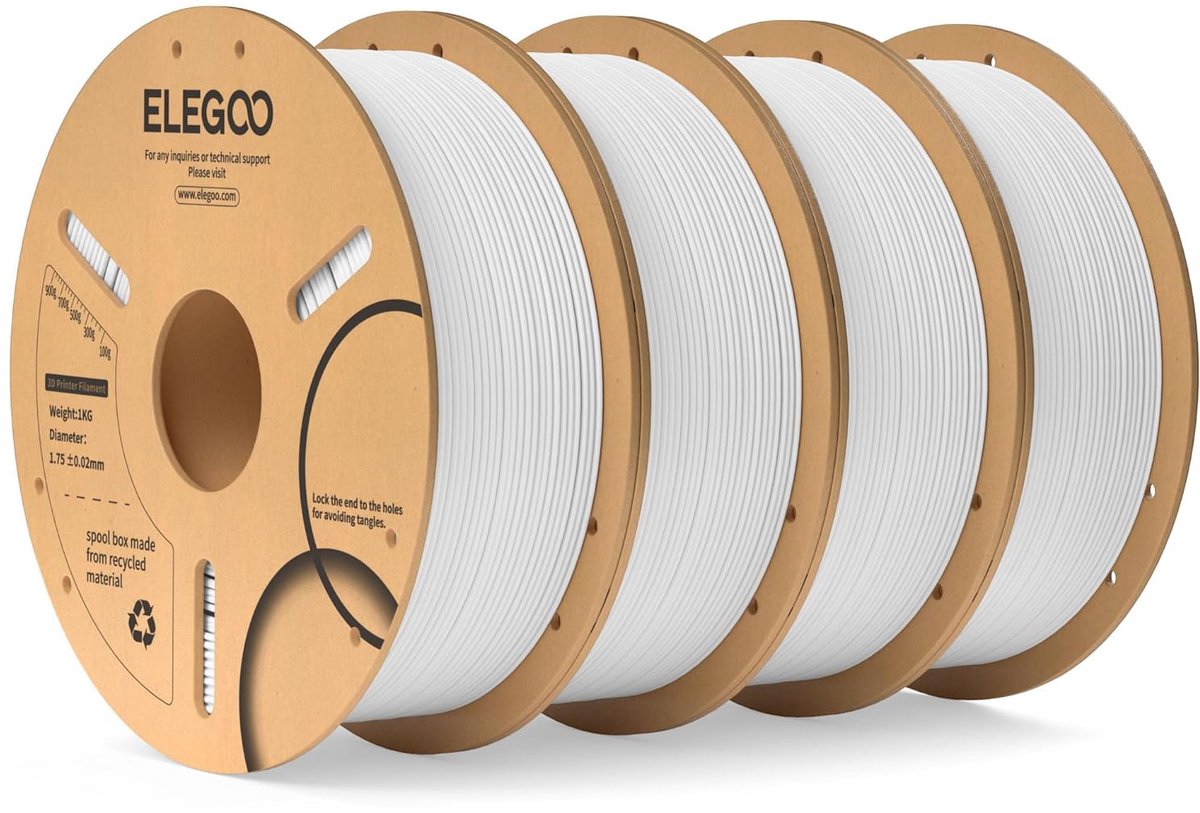 4kg Wit PLA 3D Printer Filament 1.75mm - Hoge Nauwkeurigheid voor FDM Printers