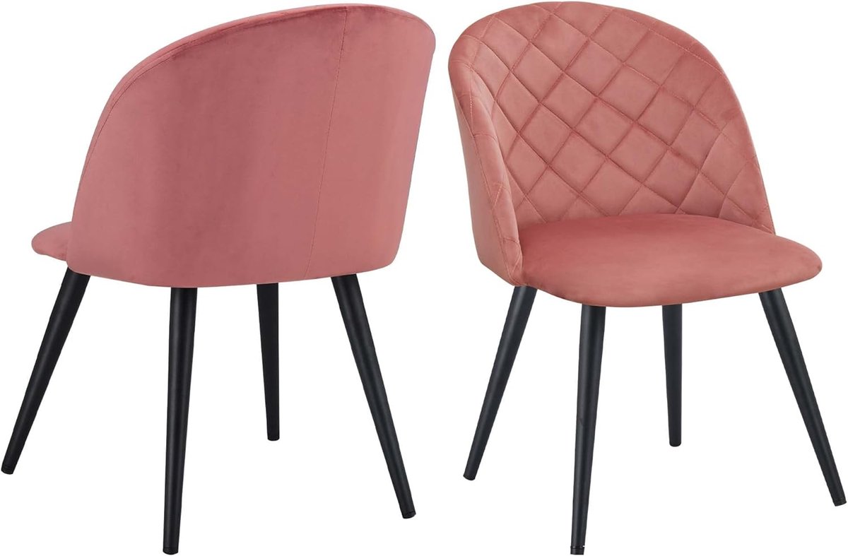 Comfortabele FluWelen Eetkamerstoel met Rugleuning in Retrodesign