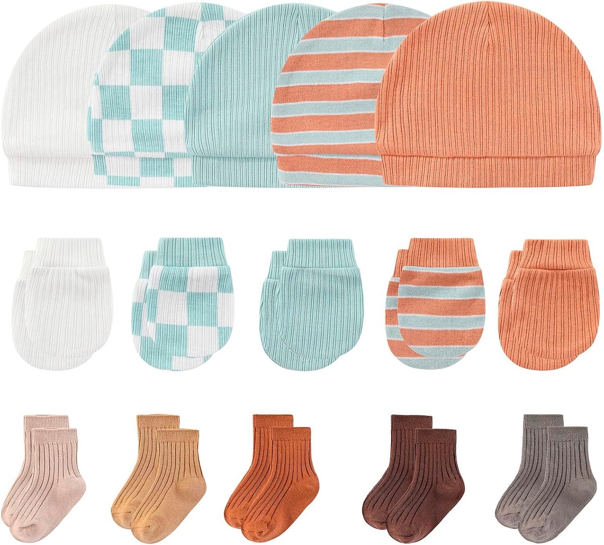 Babyset: Muts, Wanten en Sokken voor Pasgeboren Baby Jongen en Meisje (0-6 Maanden)