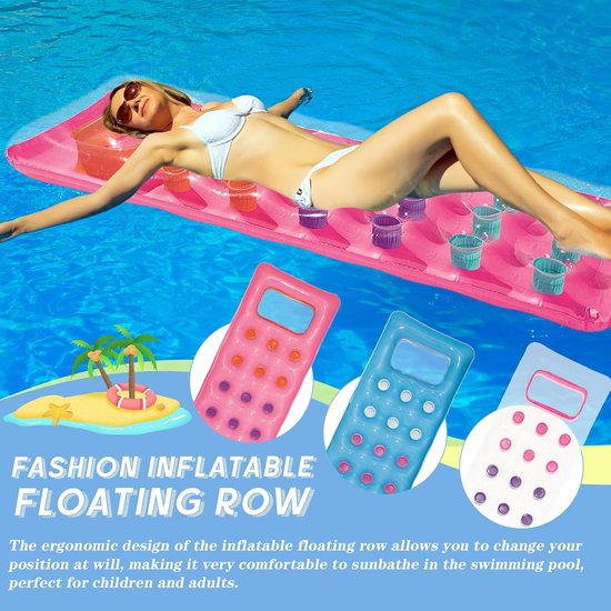 Opblaasbaar matras - Waterhangmat Zwembad - Ontspannen op water - Comfortabel drijvend bed - 170 x 62 cm - Wit — afbeelding 5