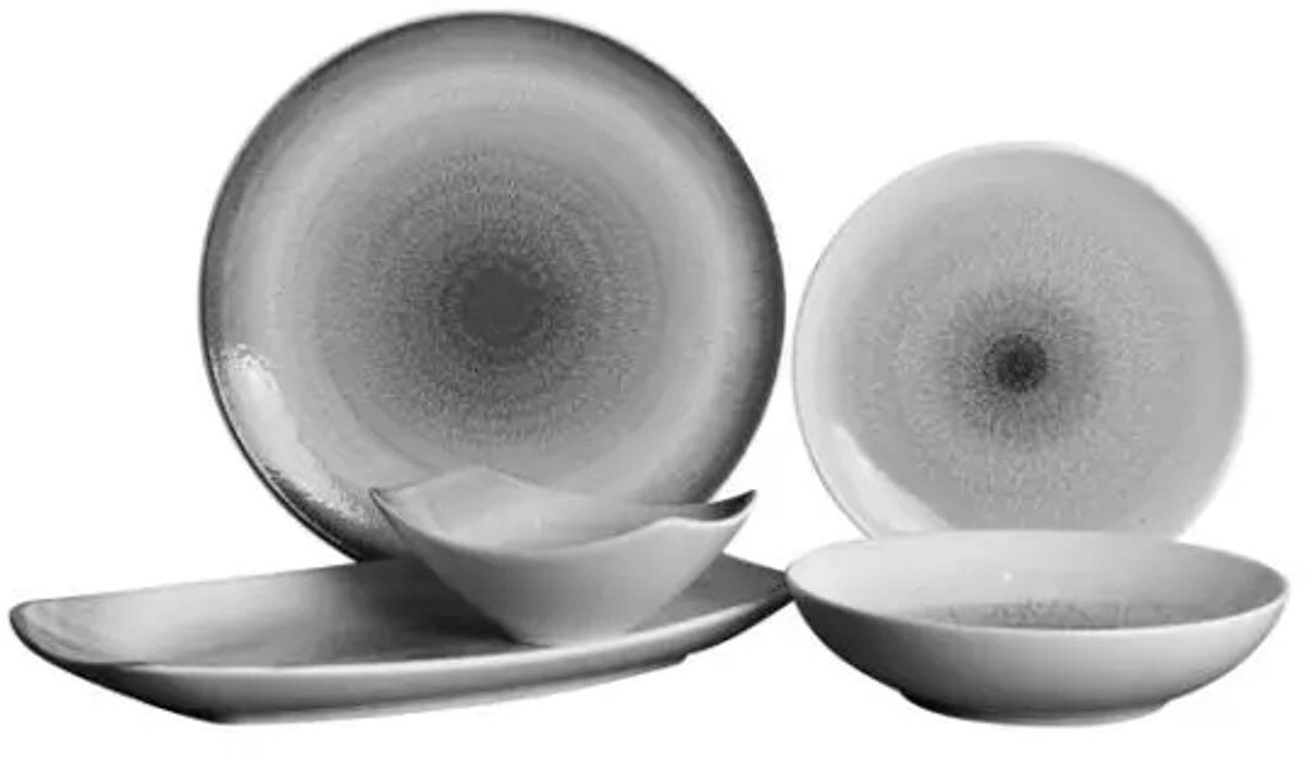 Bricard Vittel Dinner Set 25-delig Lichtgrijs Porselein Vaatwasserbestendig