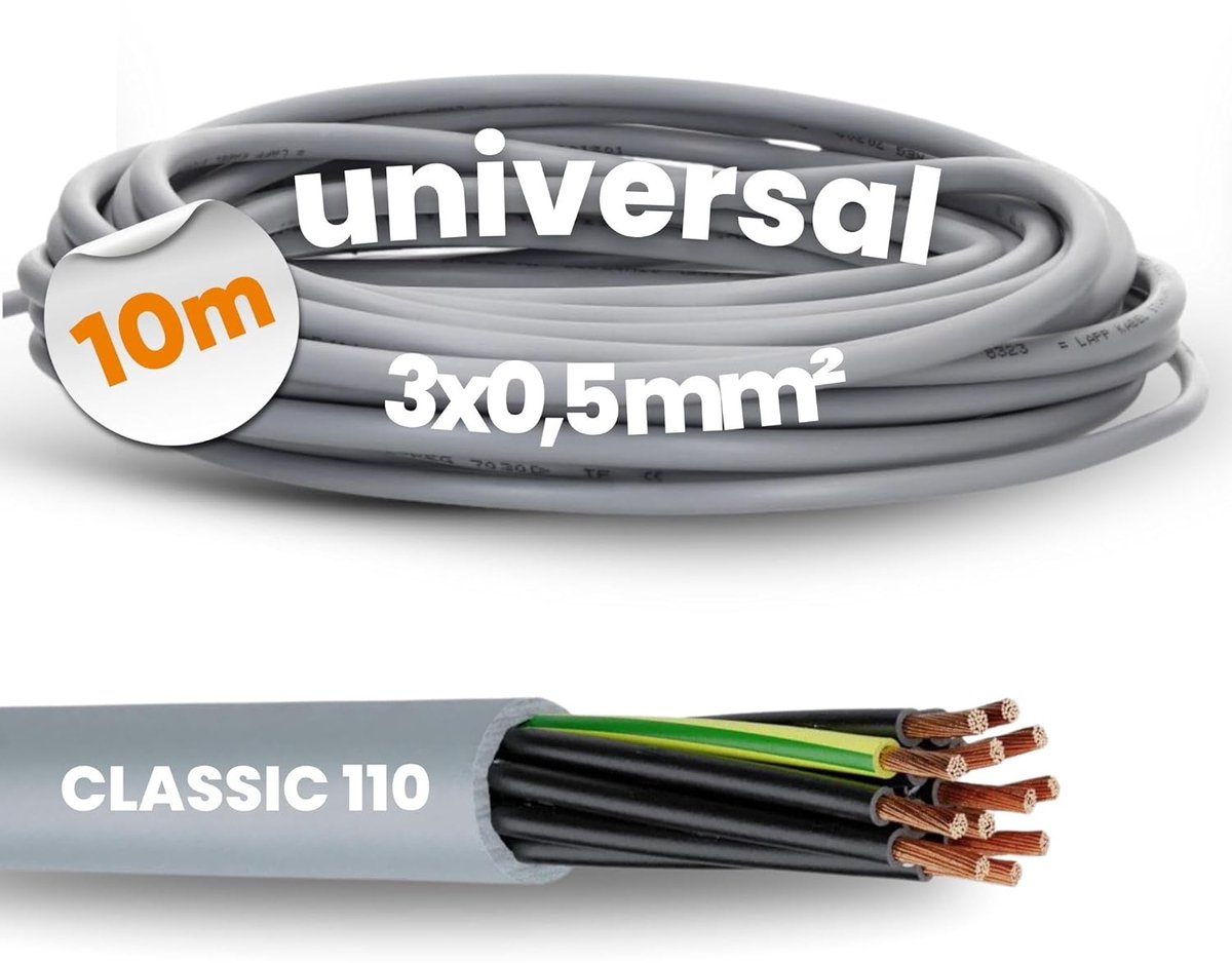 3-aderige Stuurkabel 0,5 mm² PVC - Multipurpose Elektrische Installatiekabel