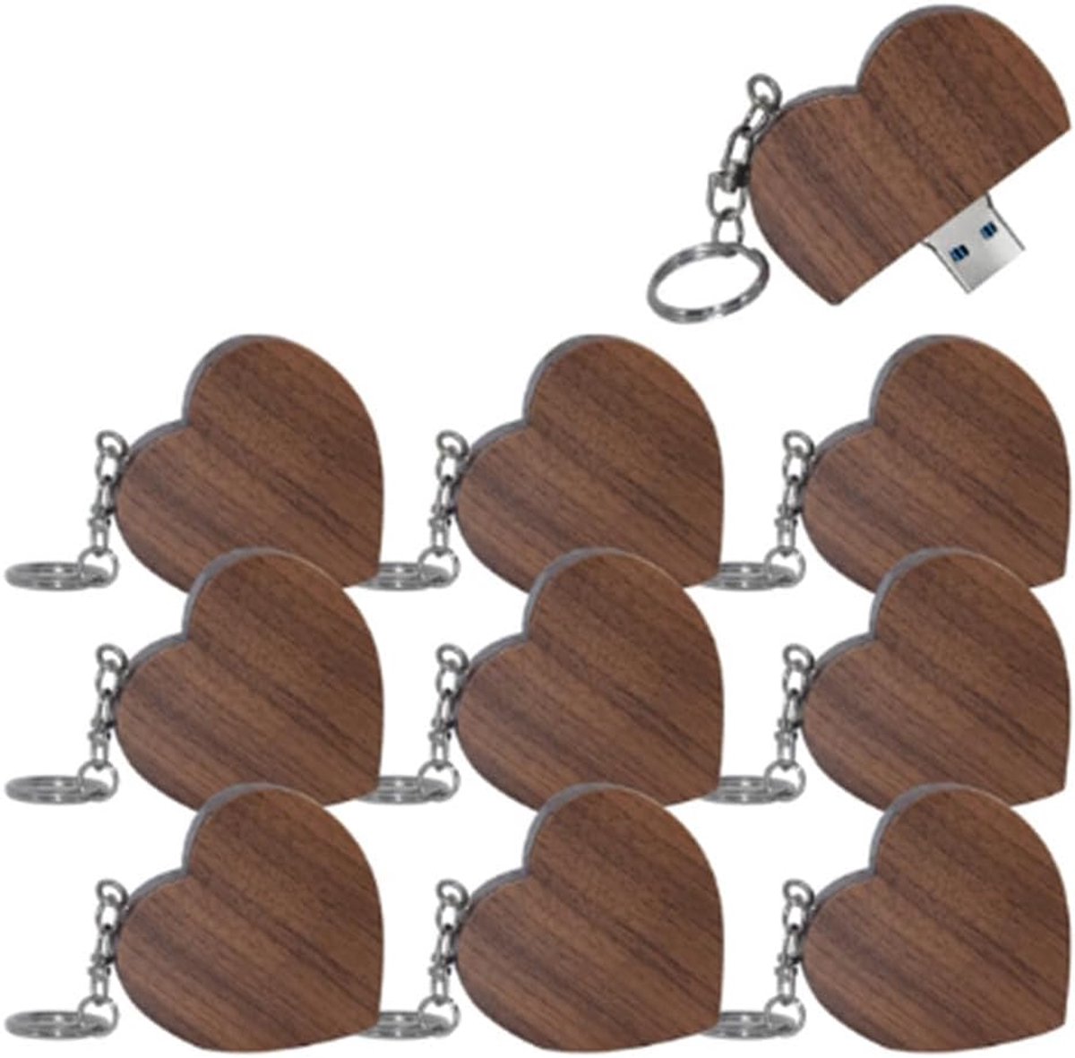 Geheugenstick Set - USB Sticks - Data Opslag - Hart Vorm - 16 GB - Houtkleur