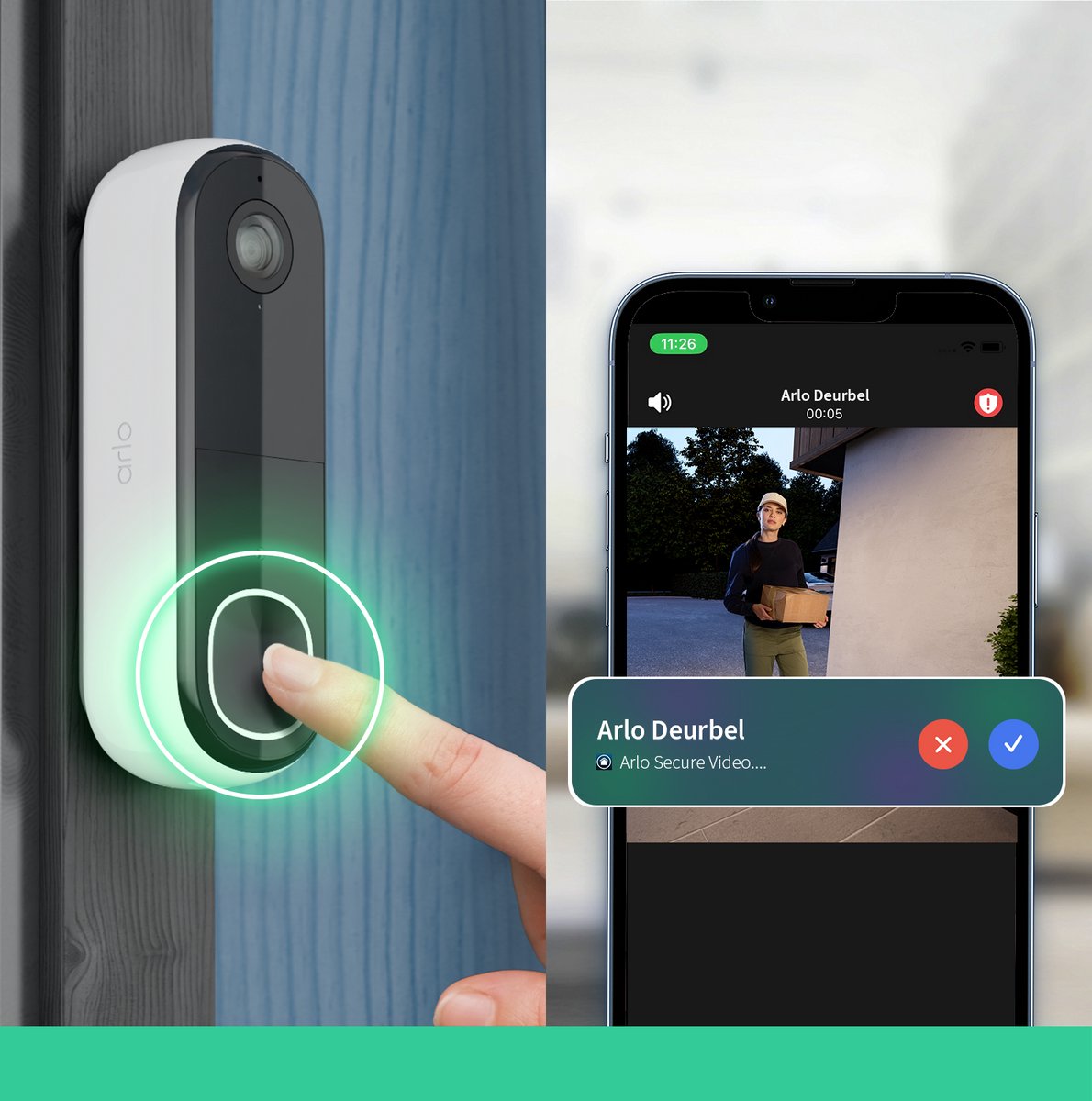 Arlo HD draadloze video deurbel met camera, 1 deurbel, wit – foto 8