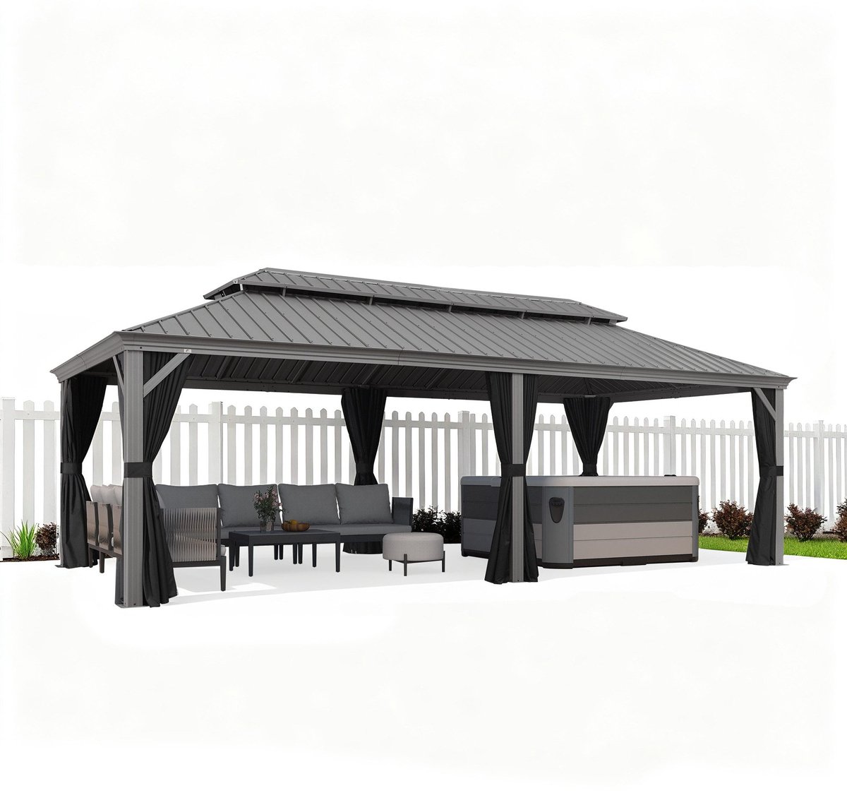 Purple Leaf Hardtop pavillon 7,35 x 3,65 m - gris clair luxe