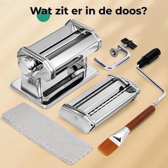 Pastamachine Set Handmatige Pastamaker Van RVS - Pasta Maker Met Houten Handvat Voor Verse Pasta & Ravioli - Pastamachine Incl. Pasta Tools - Keukengerei Cadeau Voor Housewarming Of Kookliefhebbers van Merkloos — afbeelding 4