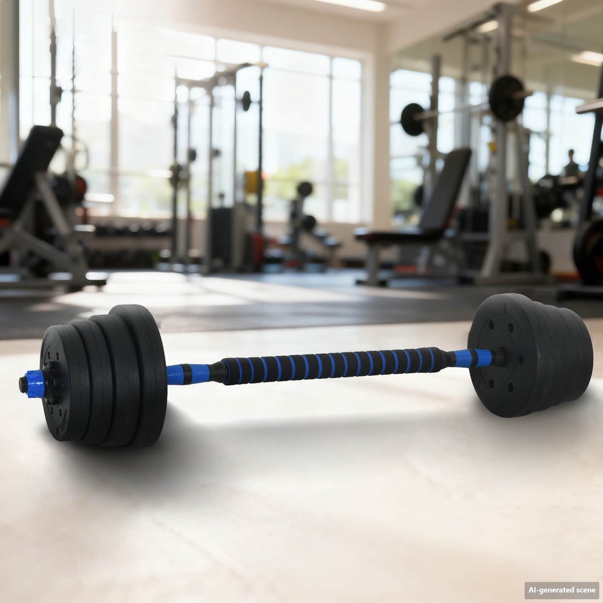 vidaXL - 2-in-1 - Dumbbell - Barbell - Set - 30 - kg - Zwart - en - Blauw – foto 3
