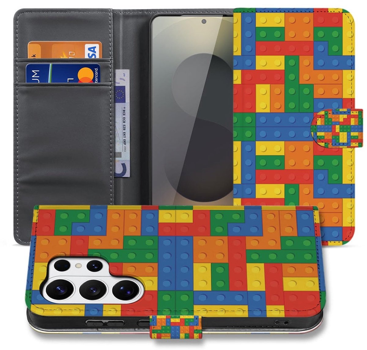Samsung Galaxy S26 Ultra Hoesje Blokken Design met Pasjeshouder