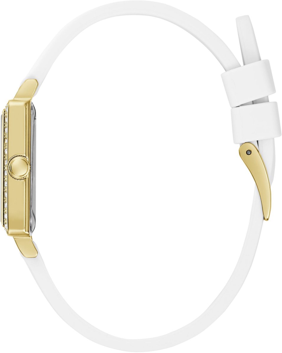 Guess Highline Quartz Analoog Horloge Wit Behuizing: 100% Roestvrij Staal| Armband: Siliconen 28 mm U1369L1M