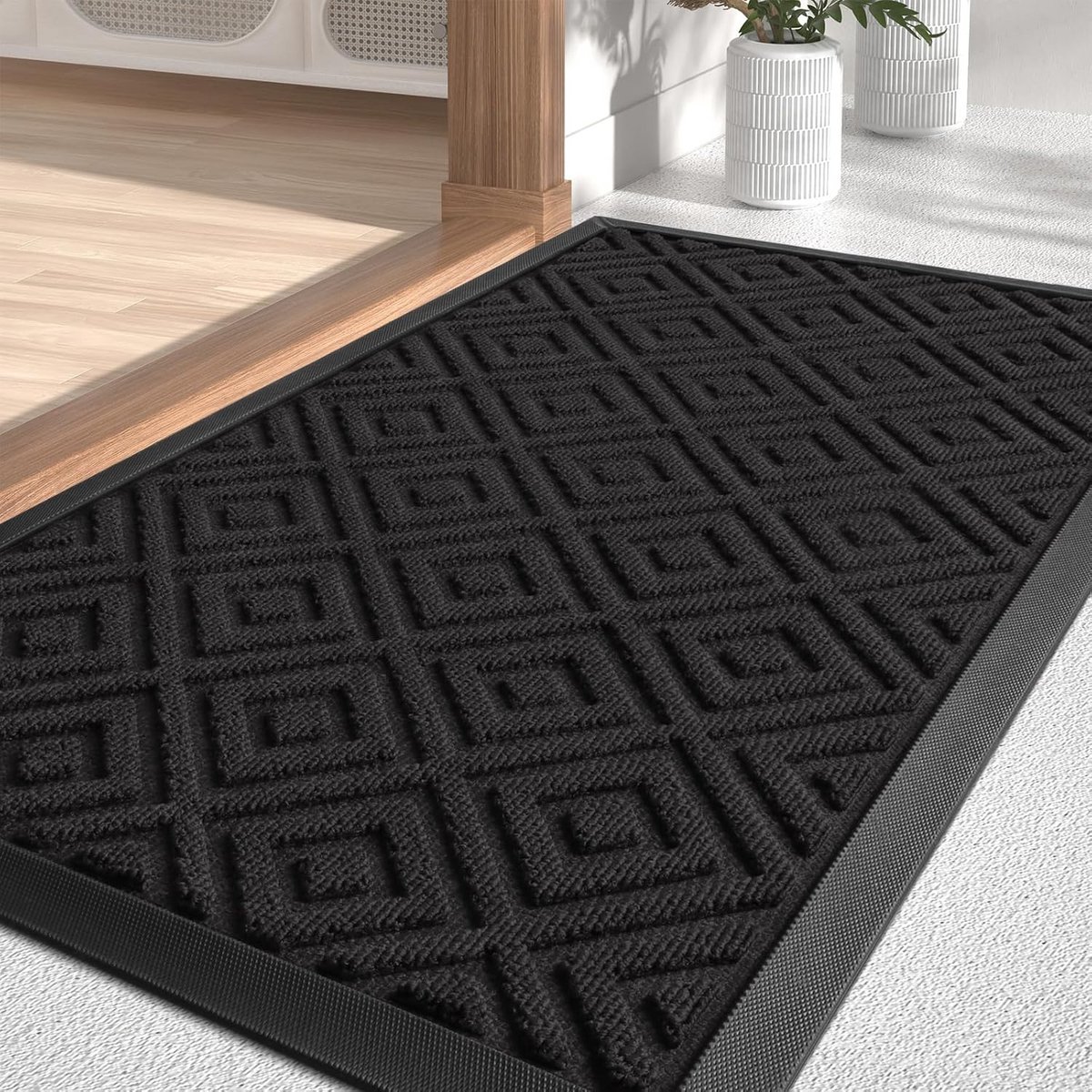 Deurmat 60x90cm met Drainage en Antislip, Vuilafstotend voor Voordeur en Patio