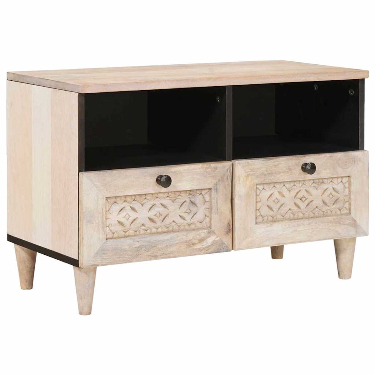 vidaXL - TV - Eenheden - met - lade - met - plank - Wit - 70 - x - 33 - x - 46 - cm - Bewerkt - hout