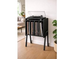 SNJY® Platenspeler Meubel - Platenspeler Kast - LP Houder - Platenhouder - 30D x 40B x 66H cm - Zwart