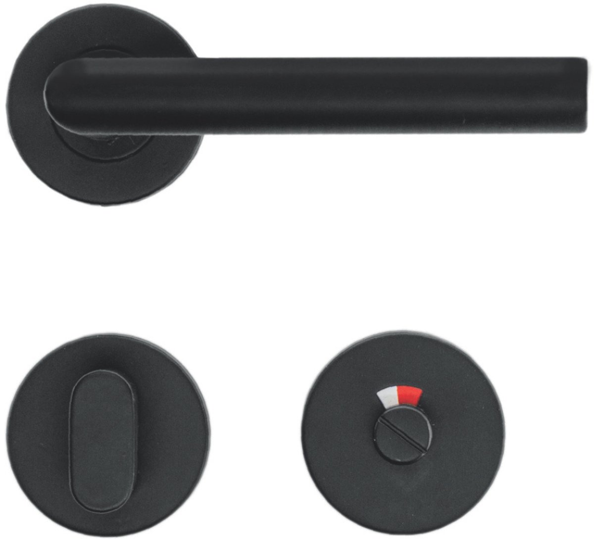 HDD PRO Deurklink I-vorm | 19mm | Mat zwart | Inclusief wc beslag | 6.011.092