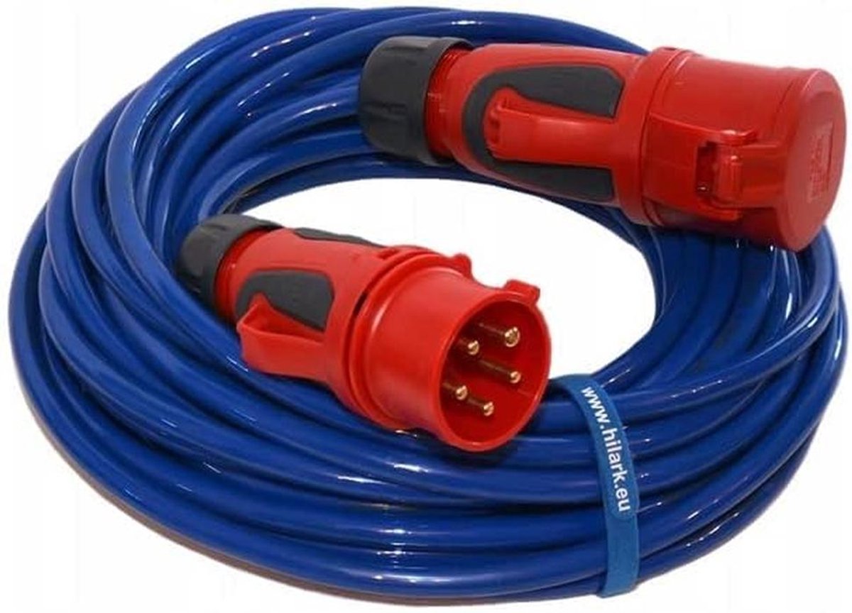 50 Meter Blauwe 5-aderige H07BQ-F Verlengkabel 16A IP44 Krachtkabel (5x2.5mm²)