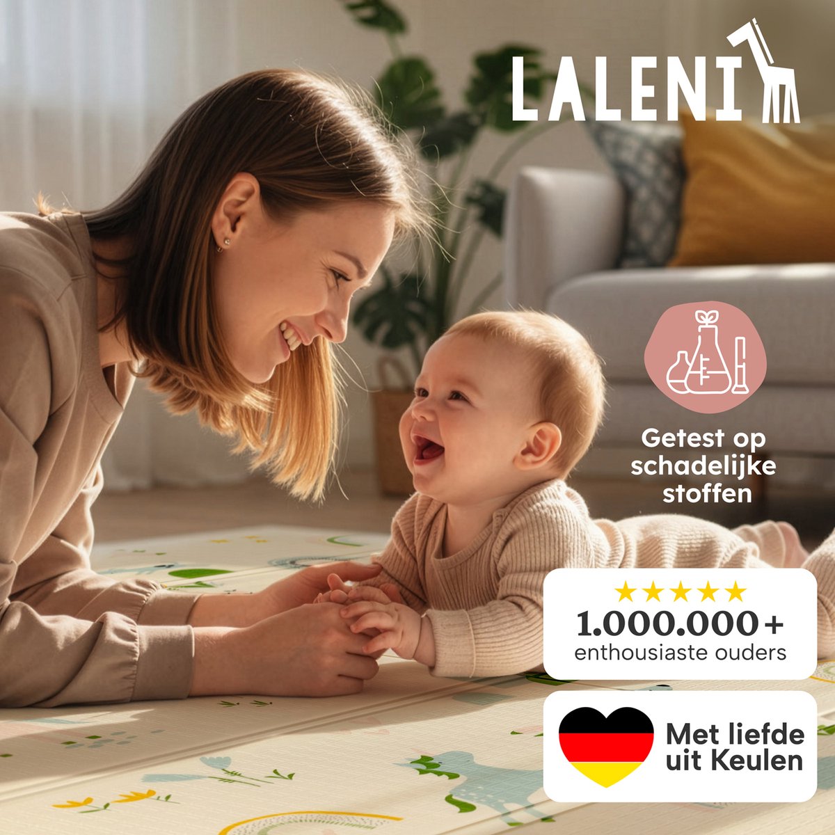Laleni Speelmat Sindal - Waterdicht Speelkleed Baby - Met Tas - 150 x 180 x 1 cm - Regenboogprint thumbnail 4
