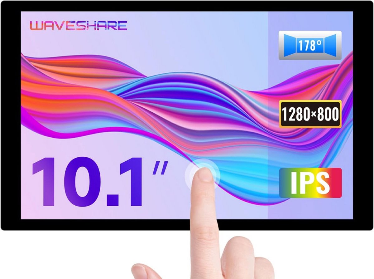 10.1 Inch LCD IPS Touchscreen Monitor 1280x800 HDMI voor Raspberry Pi 5/4B/3B+ en PC