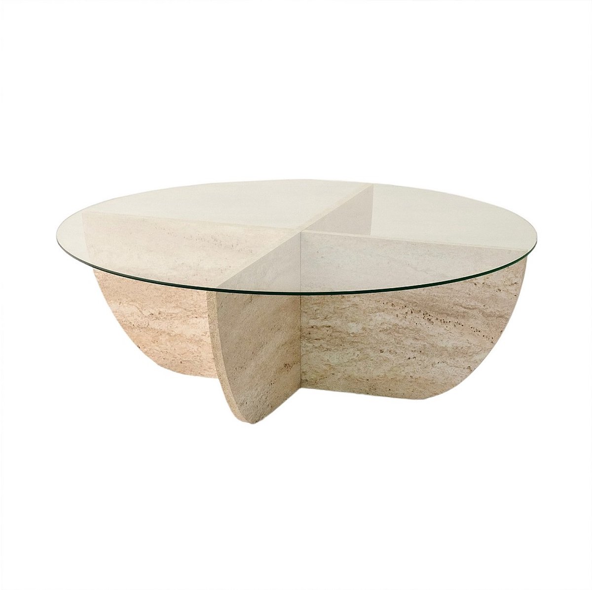 Vente-unique Salontafel van gehard glas - Travertijn-effect en Transparant - AYSUN