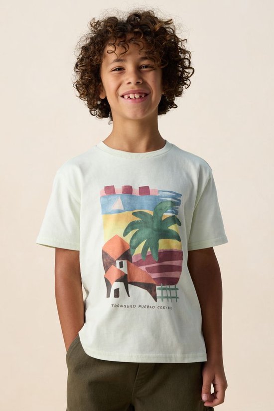 Lichtgroen T-shirt Met Artwork