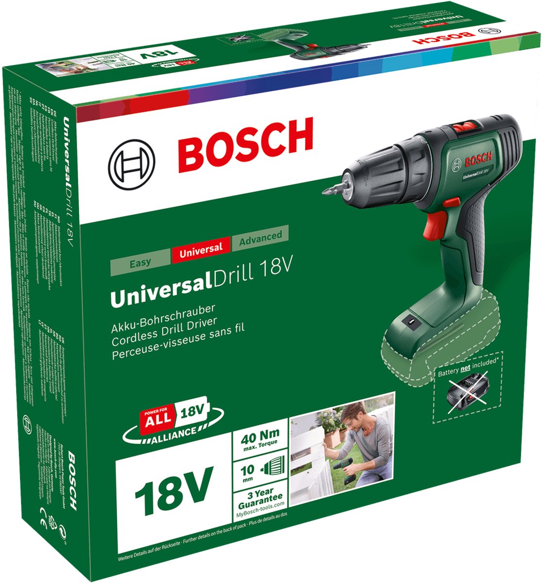 Bosch UniversalDrill 18 accuschroefboormachine - Zonder 18 V accu en oplader thumbnail 3