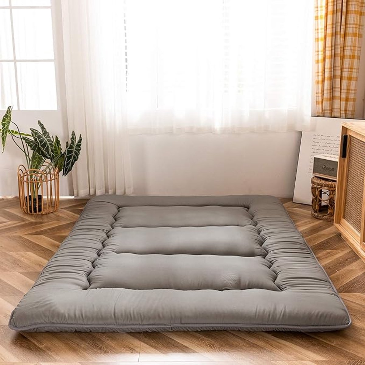 Noodmatras Opvouwbaar 195 x 65 x 8 cm – Logeermatras & Zitmatras voor Gasten – Schuimmatras met Meubelstof – Compact, Lichtgewicht & Comfortabel – Pauwhome