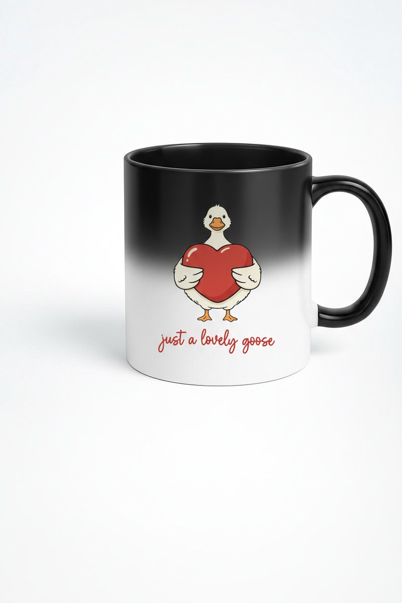 Magische Mok: Lieve Gans met Hart - Kleurveranderende 'Just a Lovely Goose' Mok