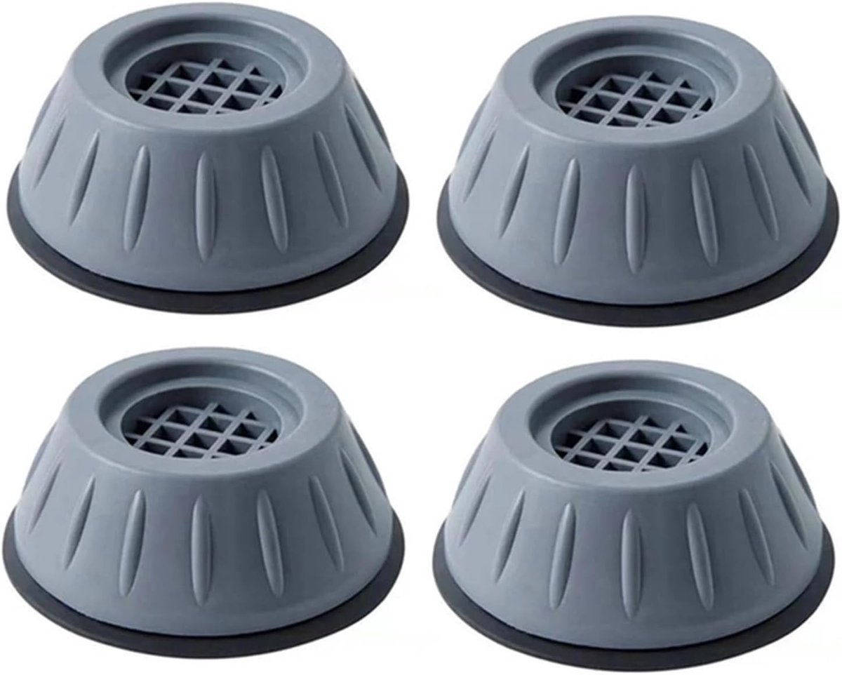 Wasmachine Voetjes - Anti-Vibratie Dempers - Stabiele Apparaten - Waterdicht & Slipstop - 6x8x3.5 cm - Grijs