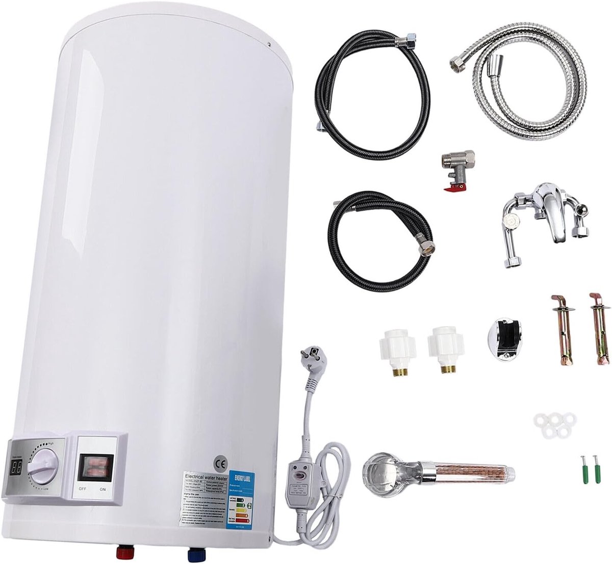 Elektrische Boiler - Wandboiler Waterverwarmer - Douche Warm Water - Lekbescherming Ingebouwd - 50 Liter Capaciteit - Wit