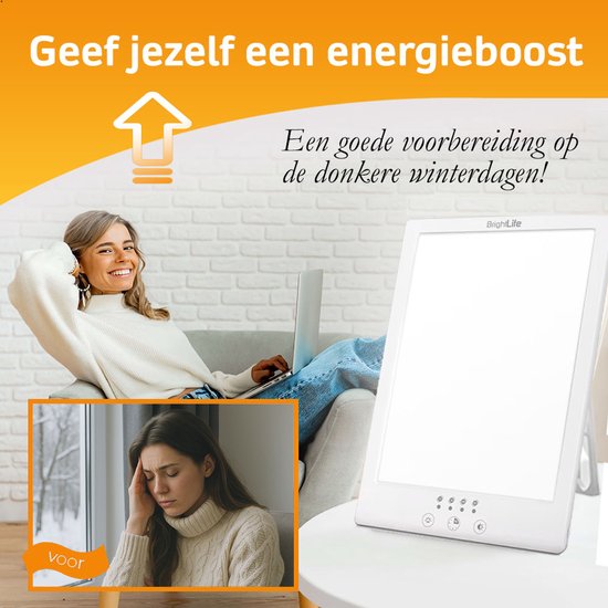 BrightLife Daglichtlamp - Lichttherapie lamp - Energielamp - Bureaulamp - Hobbylamp - Voor meer Energie - Ideaal tegen Winterdepressie - 12.000 LUX - Incl. Ebook