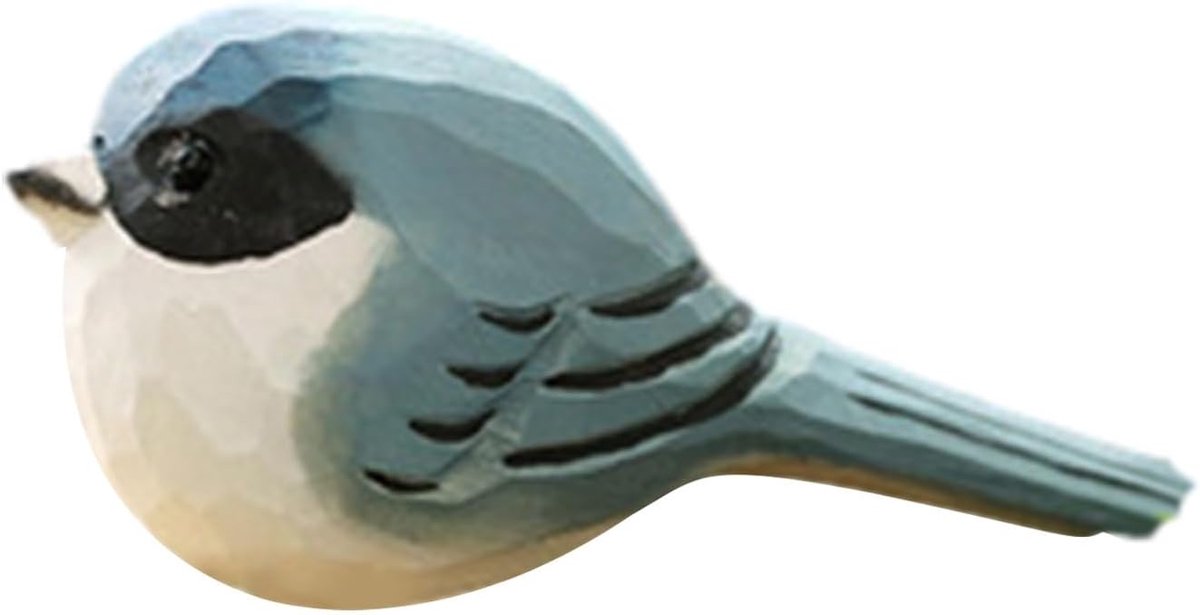 Vogelbeeldje Hout - Decoratieve Vogel - Tuin Decoratie - Handgesneden Uniek - 13 x 6 x 5 cm