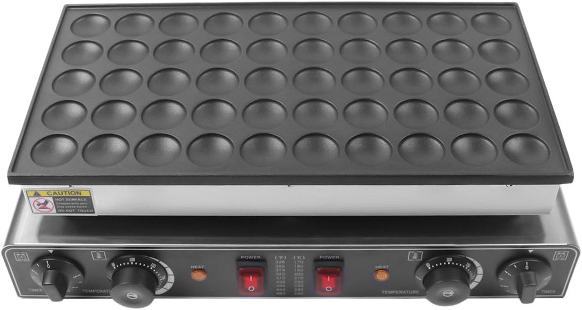 Poffertjesmaker Elektrisch - Pannenkoekenpan Mini - Snelle Snacks Maken - 50 Gaten Capaciteit - 53x30x20 cm - Zilver