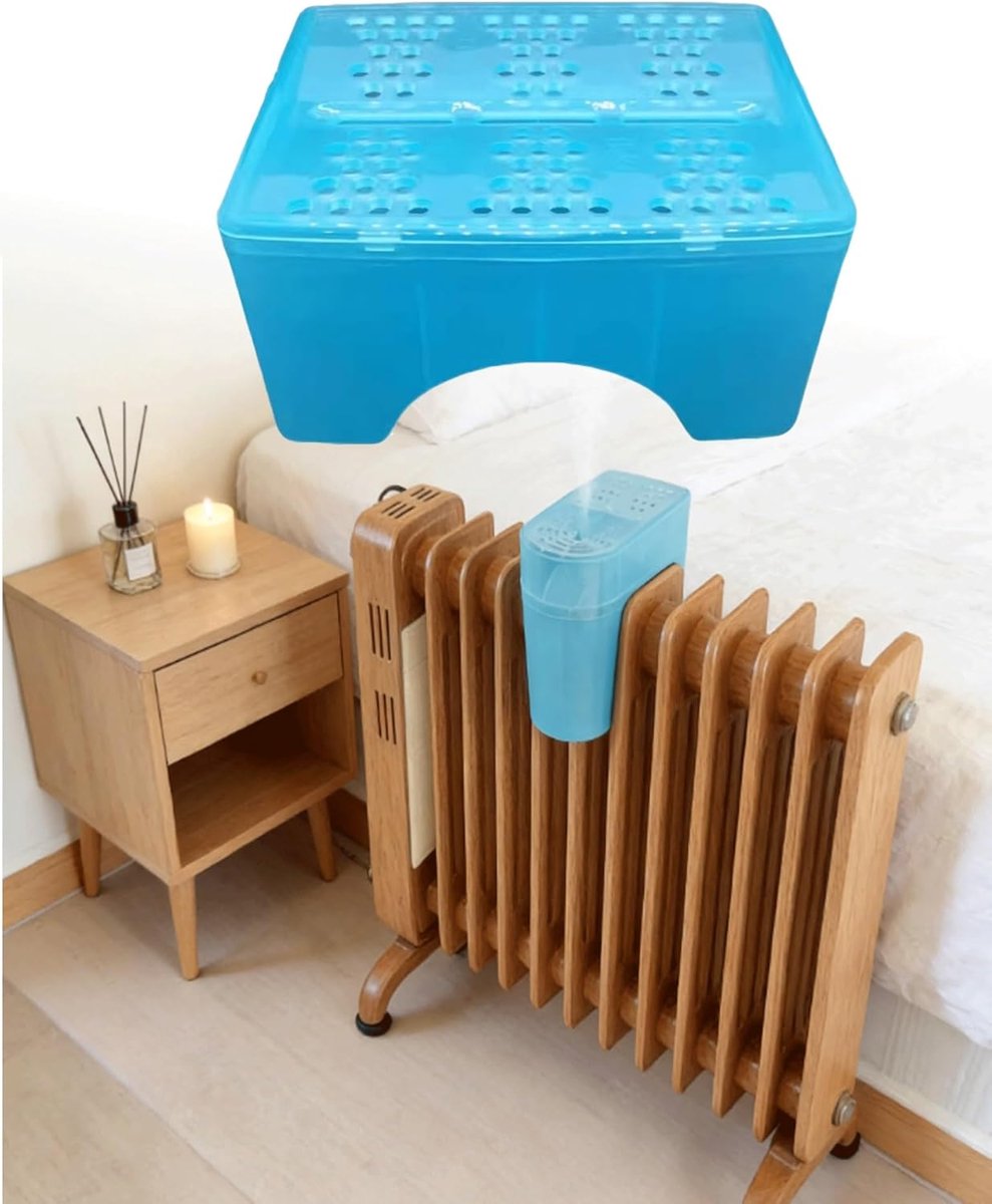 Radiator Bevochtiger - Luchtbevochtiger - Droge Lucht Bestrijden - Zichtbaar Waterniveau - Hangend Model - Blauw