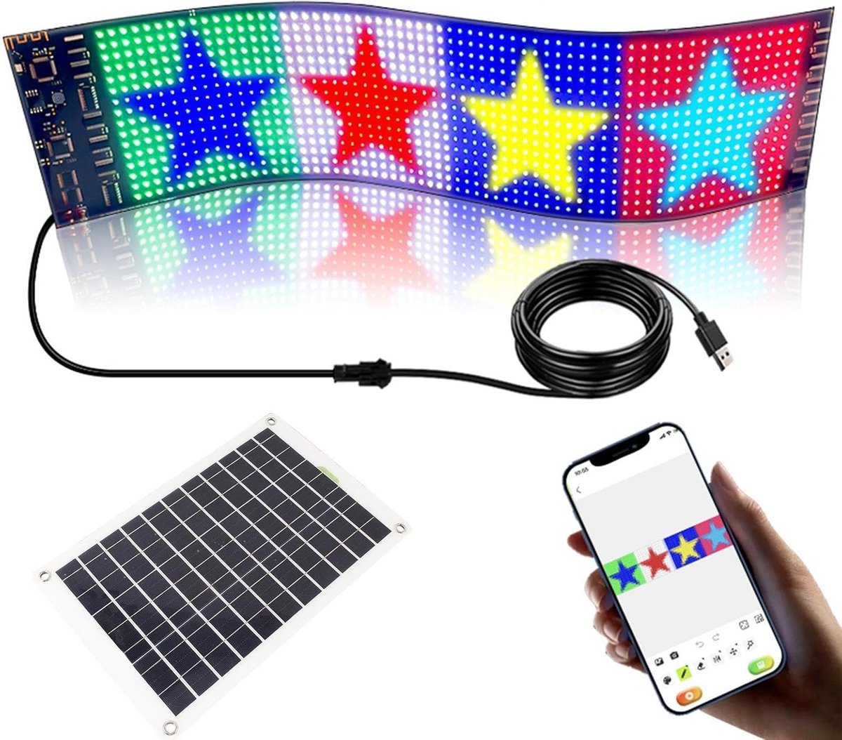 Scrollen LED Teken - Elektronisch Woordbord - Buitenreclame - Zonne-energie Aangedreven - 45.3 x 30.2 cm - Meerkleurig