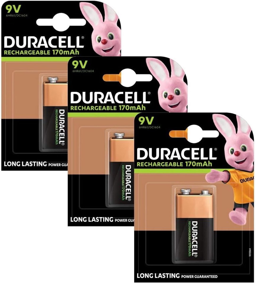 Oplaadbare Batterijen - 9V Blokjes - Apparaten Voeden - Set van Drie - 170mAh Capaciteit