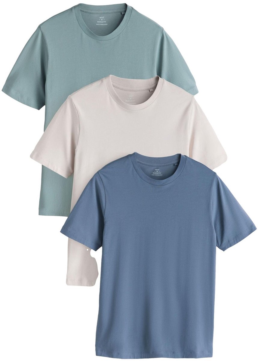 Next - Heren - Essential set van 3 nauwsluitende T-shirts - Wit