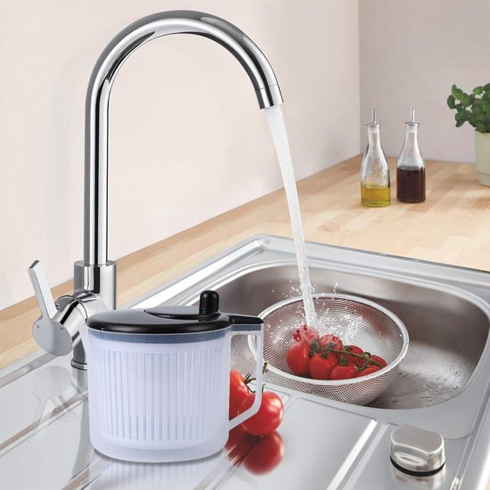 Sla centrifuge - Keukenhulp Groente - Salades Maken - Multifunctioneel Droger Zeef - 22 x 18.5 cm - Wit — afbeelding 5