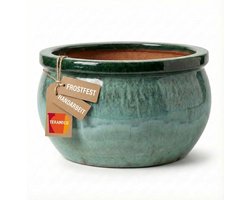 Bloempot Keramiek - Buitenpot Aardewerk - Planten Buiten - Vorstbestendig Glazuur - 46x46x26 cm - Mosgroen