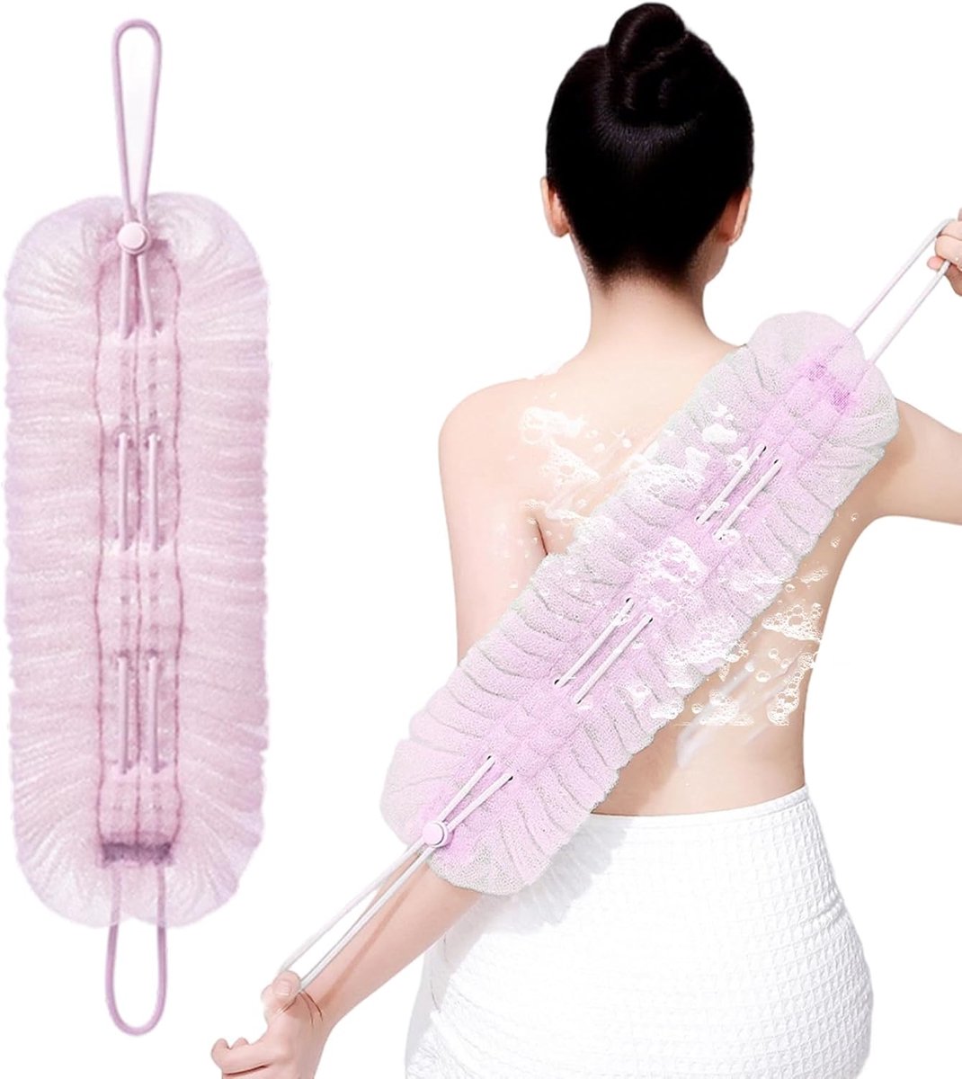 Douche Poef - Bad Spons - Huid Reiniging - Lange Rekspons - 14x49cm - Nylon