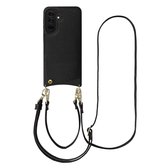 Selencia Telefoonhoesje met Koord en Pasjeshouder - Geschikt voor Samsung Galaxy A37 (5G) - Backcover met Verstelbaar Koord en Polskoord - 2 Pasjes - Zwart