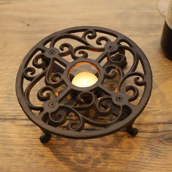 Schotelwarmer Gietijzer - Theepot warmer - Thee warm houden - Robuust materiaal - Ø 18.5 cm - Bruin — afbeelding 2