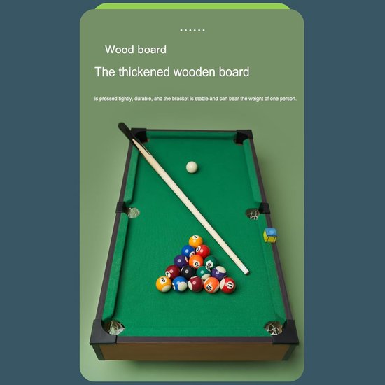 Biljarttafel Kinderen - Mini Pooltafel - Thuisfeest Spel - Verstelbare Hoogte - 81x40x15 cm — afbeelding 5